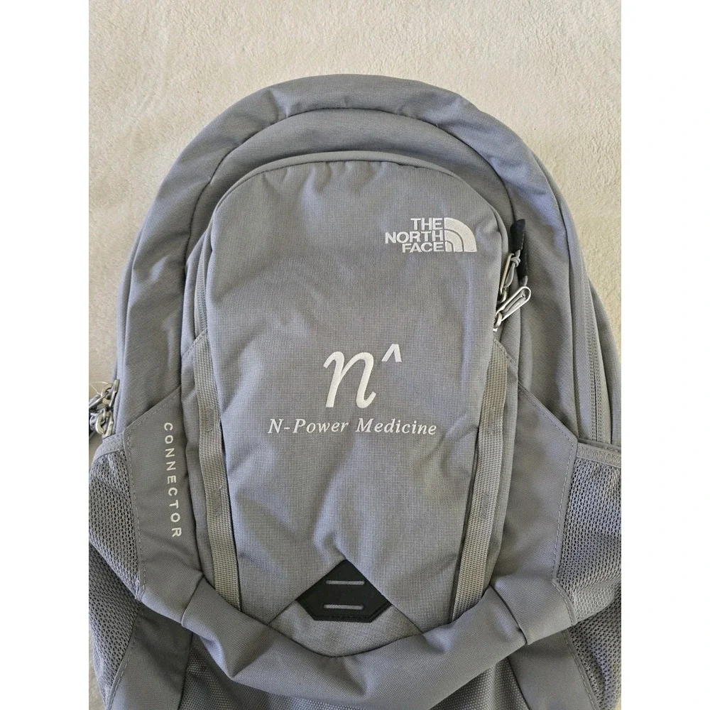 The North Face Connector Gray Backpack Laptop Pockets 28 L N Medicine Logo
